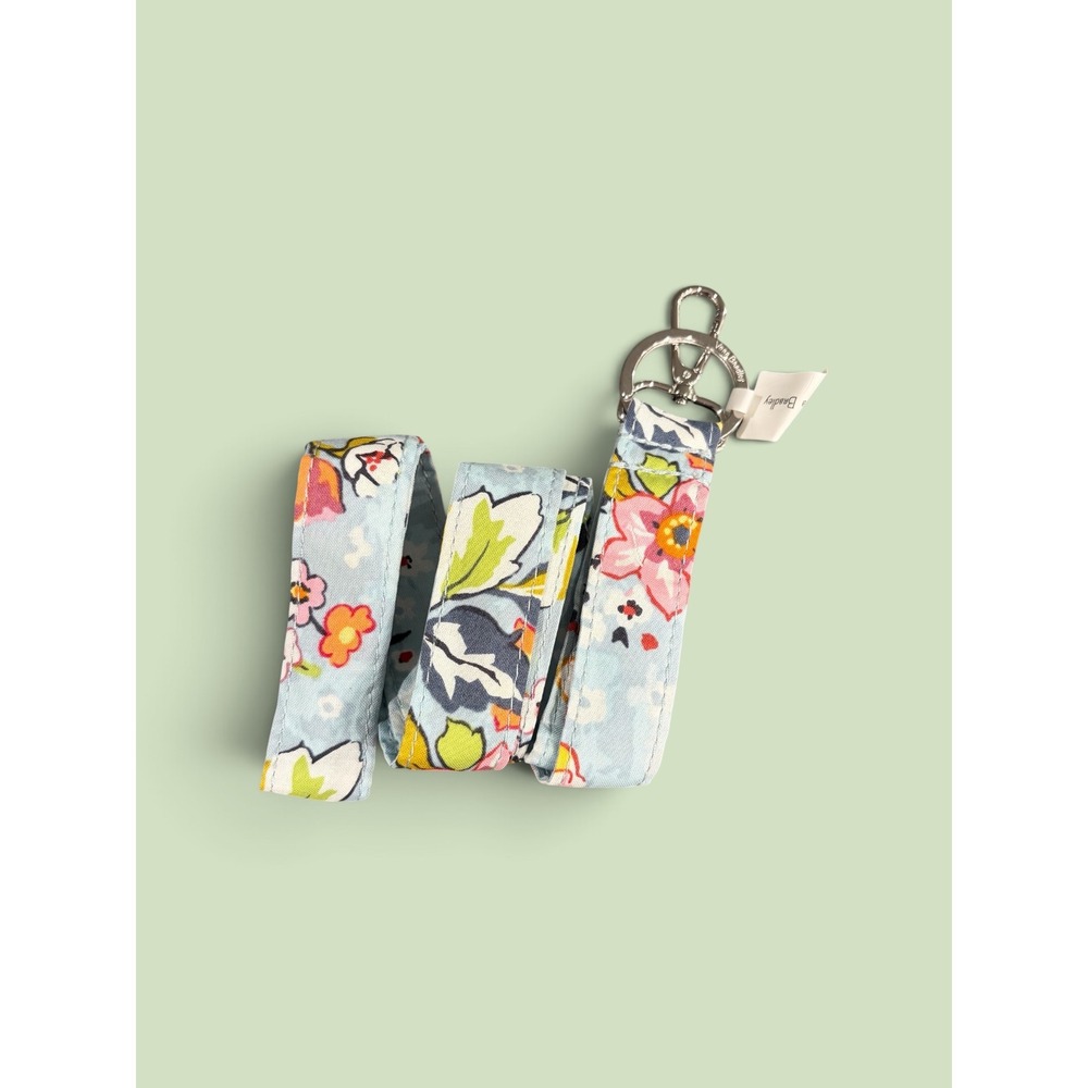 Vera Bradley Iconic Wide‎ Lanyard Floating Garden Floral Blue 26737-R27 NWT